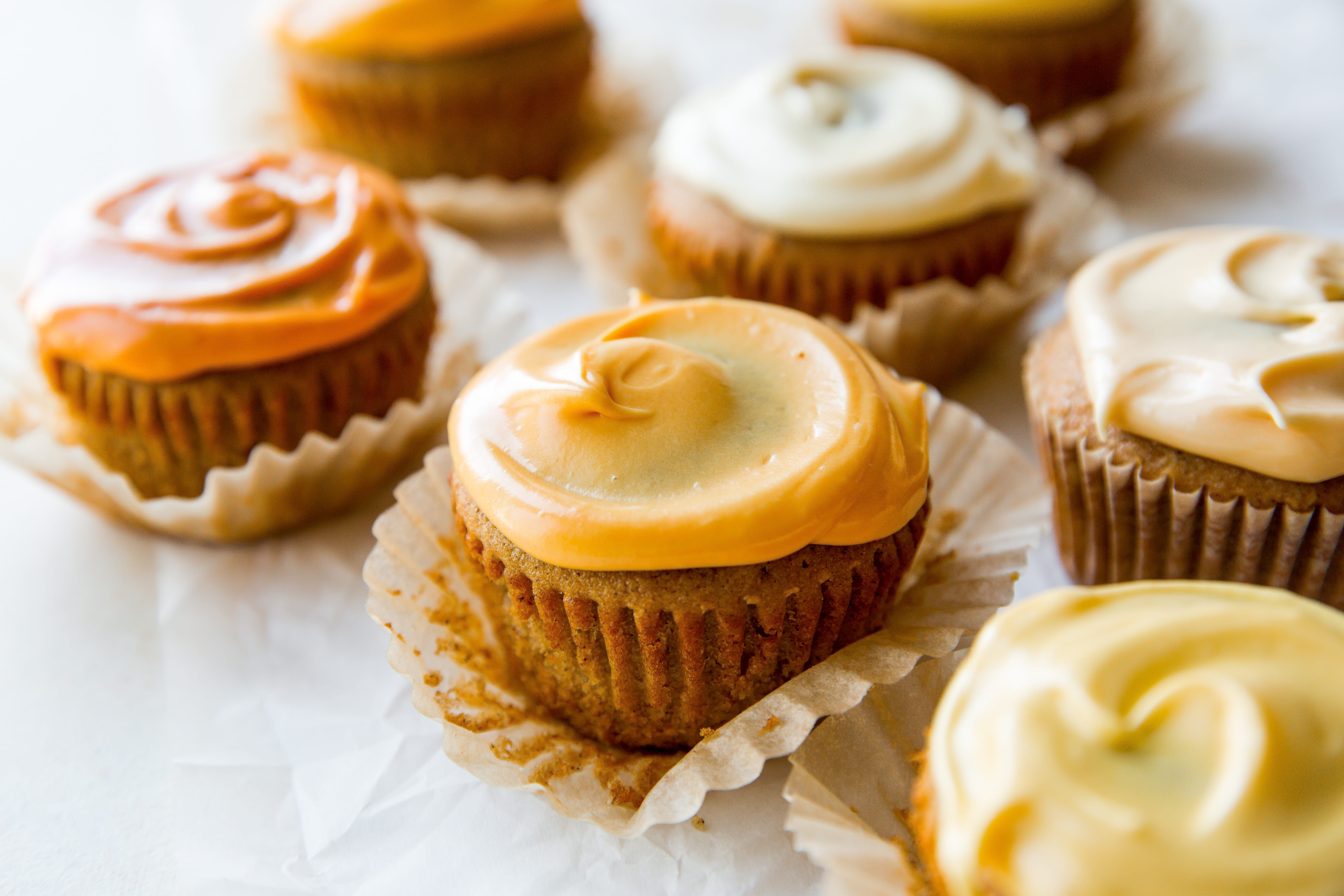 spice_cupcakes_with_autumn_colored_cream_cheese_frosting